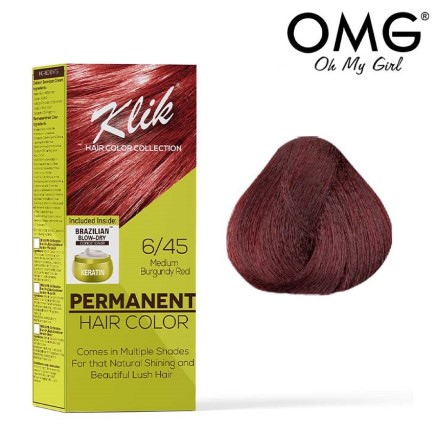 KLIK Permanent Hair Color Cream 60ML - 6.45 Medium Burgundy Red