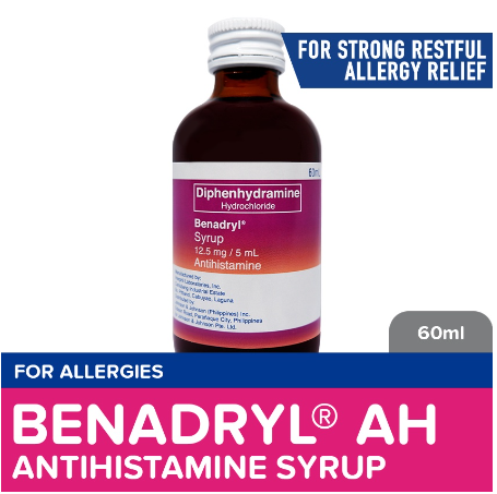 Benadryl Syrup 60ml - Allergy medicine, Antihistamine, Diphenhydramine