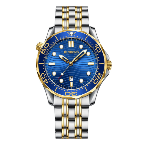 Binbond Men Business Steel Band Quartz Watch Rotating Dial Waterproof Unique Watch Men M6