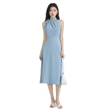 Lovito Women Elegant Plain Lace Up Ball Gown Dress L77ED266