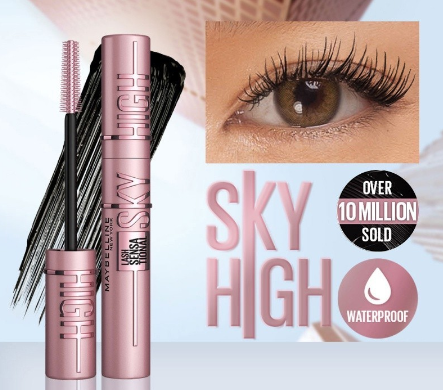 Maybelline Lash Sensational Sky High Mascara (6mL / Black) - Lengthening, Volumizing, Long-wear, 24H