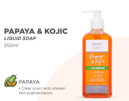Organic Skin Japan Papaya & Kojic + Calamansi Liquid Soap 250 ml Moisture Face and Body Wash