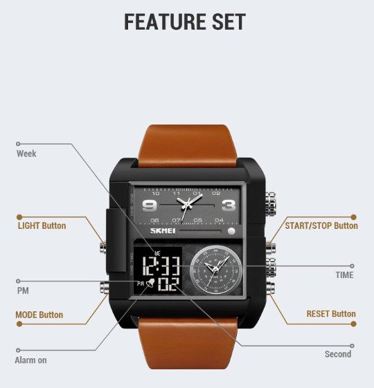 Skmei Waterproof Sports Watch for Men BLACK BROWN