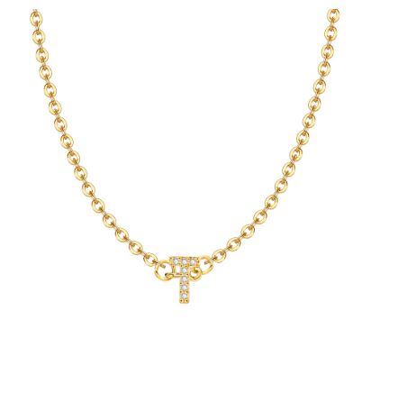 Vnox Initial Choker 18K Gold Letter A-Z Pendant Necklace Accessories for Women