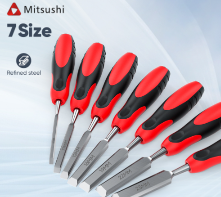 Mitsushi Industrial Wood Chisel 25mm/6mm Flat Chisel Wood Carving Tools Wood Working Flat Chisel