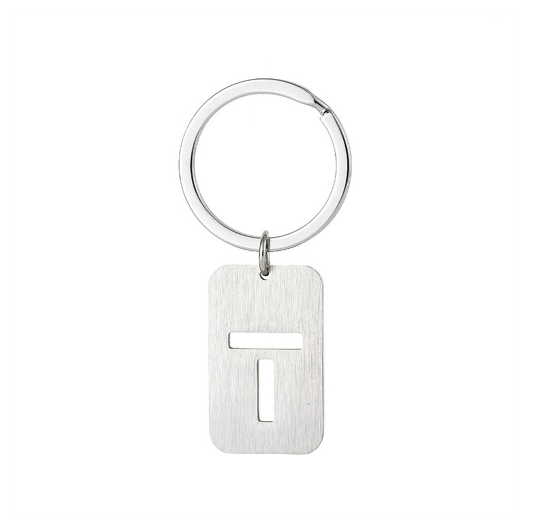 1Pcs Simple Stainless Steel 26 Letter Keychains Fashion Sliver Color Initials Keyrings Handbag Charms Ornaments Souvenir Gifts T