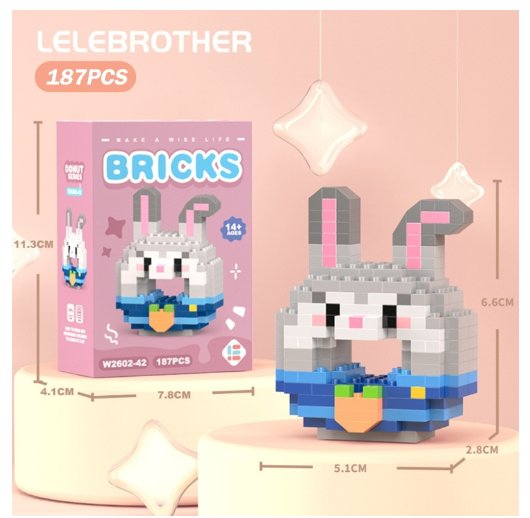 Lboyu Cute Cartoon Donut Building Block Ornaments Compatible with Lego Children's Toys M44