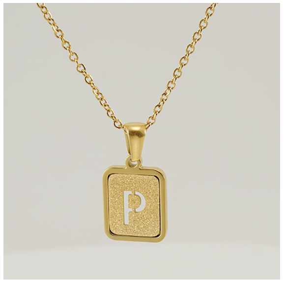 Fashionable 18K Stainless Steel Hollowed Out 26 Capital Letters Necklace for Womens Titanium Steel Letter Pendant Collarbone Chain P