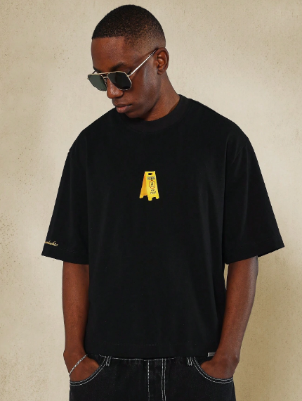 SUMWON Crop Fit Tee With Wet Floor Graphic Print College Ready
