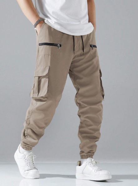 Men's Plus Size Solid Color Simple Daily Casual Cargo Pants