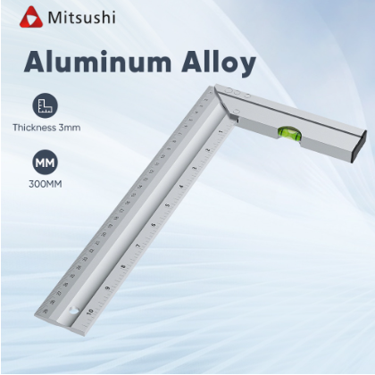 Mitsushi 300mm Aluminum Alloy L-Square Angle Ruler Multi-functional Angle Ruler With Bubble Level