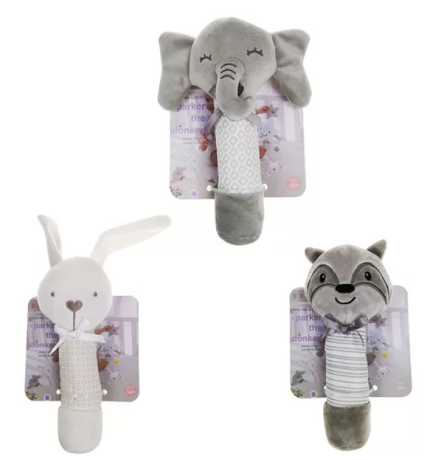 Handbell Baby Rattle Soft Plush Toys Animals Teether Squeeze Chimes Sound