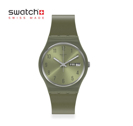 Swatch Gent Pearlygreen GG712 Green Metallic Silicone Strap Watch