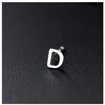 A-Z Initial Letter Stud Earrings for Women Girls Birthday Gift Silver Plated 26 Alphabet Name Ear Piercing Jewelry D