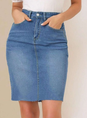 Clean Cut Denim Skirt for Women