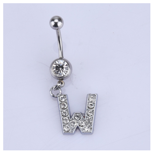 26 Letter A To Z Style Charm Stainless Steel Body Piercing JewelryCrystal Rhinestone Navel Belly Button Ring W