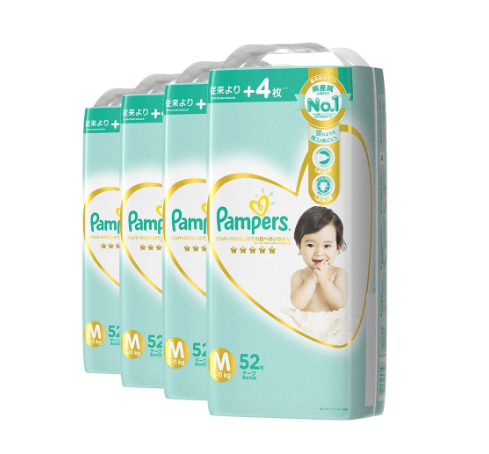 Pampers Premium Care Taped Diapers Medium 52s x 4 packs (208 pcs) - 6-12kg