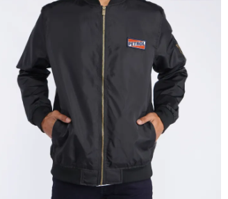 Petrol Basic Bomber Jacket for Men Regular Fitting Nylon Fabric Trendy fashion Casual Top Black Bomber Jacket For Men 109209 (Black)