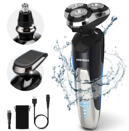 PRITECH 3 in 1 Mens Electric Shaver for Men Electric Face Beard Razor Shaving Machine Men's Cordless Razors Waterproof Wet Dry Rotary