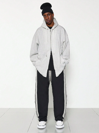 SUMWON Regular Fit Long Line Zip-Up Hoodie