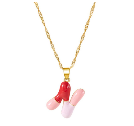 Fashion Simple English Capital A-Z Necklace Colorful 26 Letters Necklaces For Men And Women Jewelry Gifts Drip Oil Summer Letter N