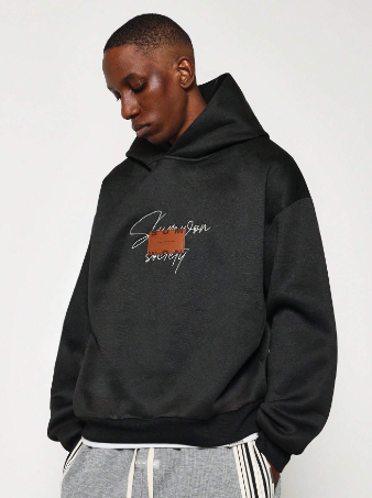 SUMWON Regular Fit Overhead Hoodie With Graphic Print & Labe