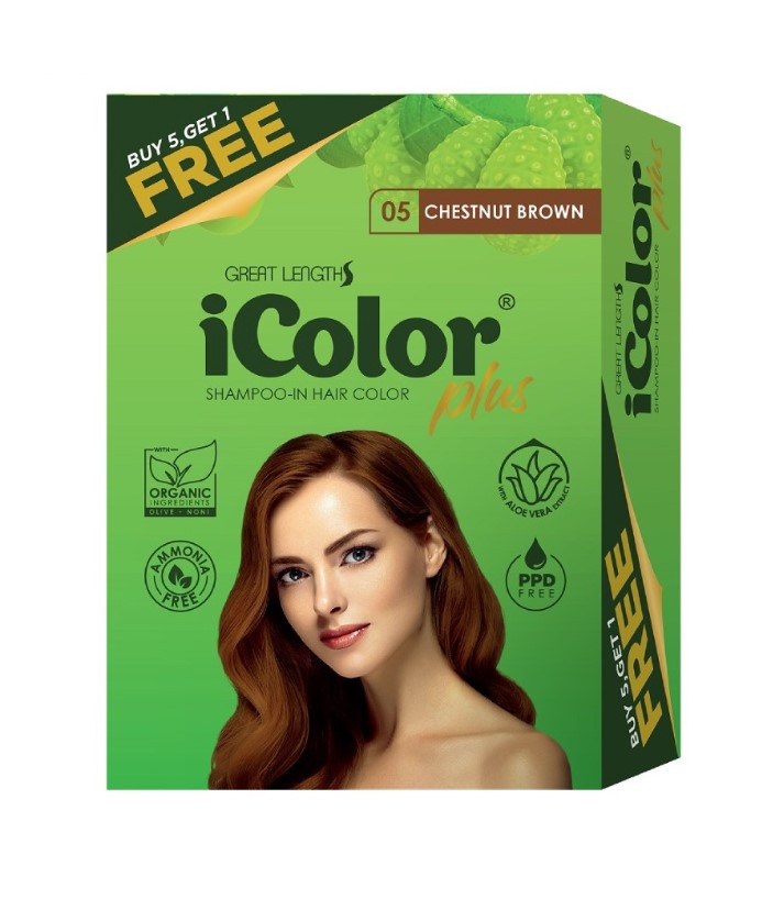 ICOLOR Plus Shampoo-In Hair Color Chestnut Brown 30ML 5 plus 1FREE