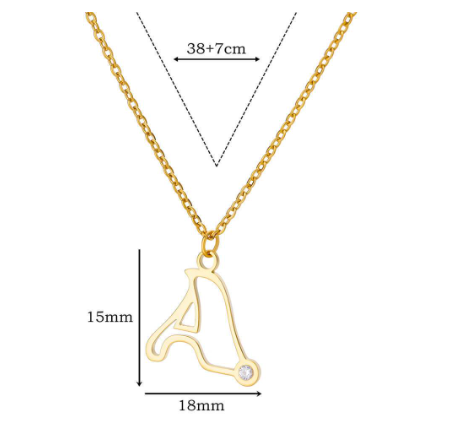 Zircon Initial Letter Necklace for Women Stainless Steel Gold Plated Chains Choker Name Pendant Necklaces New Vintage Jewelry A