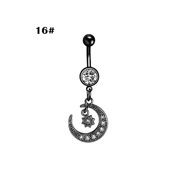 Moon Belly Button Ring Heart Shaped Black Belly Button Ring Button Nail b16