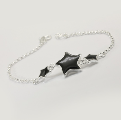 Silver W143 Italy 925 Triple Stars Ladies Bracelet