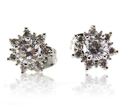 Earring Stud Stone Flower (E14)