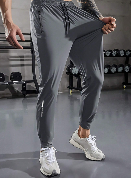 Men's Sports Ice Pants Summer Thin Straight Leg-Binding Casual Pants