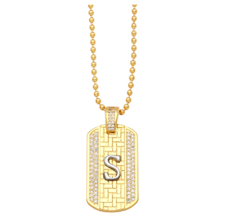 Luxury 18K Gold Plated Stainless Steel Ball Bead Chain 26 Letter Necklace Capital Initial Letter Name Pendant Nameplate Necklace Women S