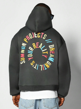 SUMWON Overhead Hoodie With Back Pop Graphic Print