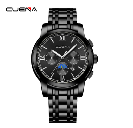 CUENA Men's Watches Original Brand Stainless Steel Waterproof Quartz Analog Business Sports 6052 M5