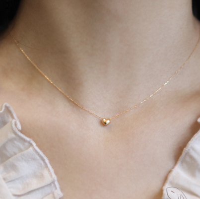 S925 Sterling Silver Plated 18k Gold Necklace Heart-Shaped For Female