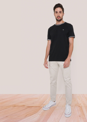 Memo Crew Neck Ringer T-Shirt For Men