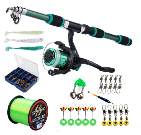 Sougayilang 4 Color 1.8M Spinning Fishing Rod Fishing Reel Line Lure Combos Portable Telescopic Fishing Rod Full Set