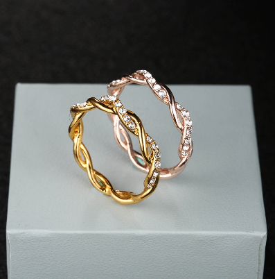 Women Twist Rhinestone Engagement Ring Wedding Jewelry