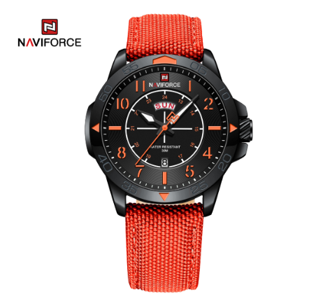 Naviforce Men Brand Fashion Sports LED Analog Digital Quartz Waterproof Wristwatch ORANGE