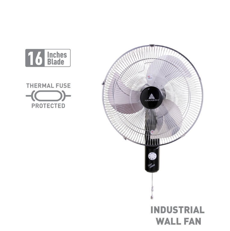 Hanabishi Industrial Wall & Orbit Fan HIWF160W 16 inch blade Heavy Duty Electric Fan
