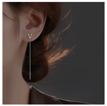 26 Initial 925 Silver Ear Cord Earrings Fashion Women Personalized English Letter Silver Ear Stud Ear Cord V