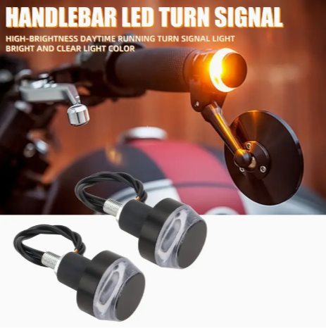 2pcs/set Motorcycle Handle Light 12V Bar End Indicator Turn Signal Led Light DRL Universal Handle Bar Grip Plug Side Marker Lamp Accessory