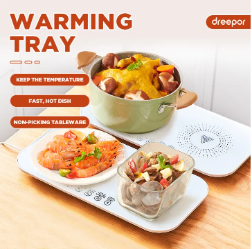 Dreepor Electric Food Warming Tray Adjustable Temperature Warm Plate Fast Heating Food Warm Dishes