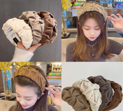 Korean Winter Khaki Style Net Red Wide-Brimmed Sponge Headband Fashion Elegant Hair Band