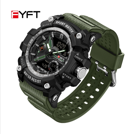 FYFT Men Watch Waterproof Military Multi-display Dial Luminous Luxury Men Watch-4 GREEN