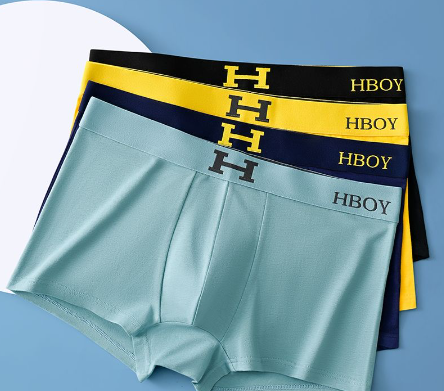 4Pcs Men's Boxer Cotton Men Underwear Set H Lettern Printed Underwear Briefs for Man Graphene Antibacterial Men Boxer Set Men's Underwear Boxer