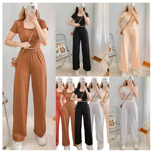 MARIA TERNO Knitted Square Neck Top and Pants Coordinates