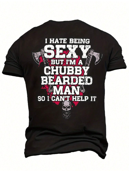 Plus Size Men's Axe Skull Printed T-Shirt, Casual Comfortable Top