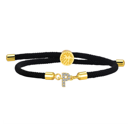 Vnox Zircon Cubic A-Z Initial Letter Women Bracelet Tree of Life Adjustable Rope Bracelet for Women Jewelry Gift P